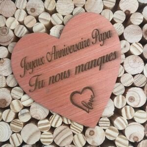 Coeur bois gravé