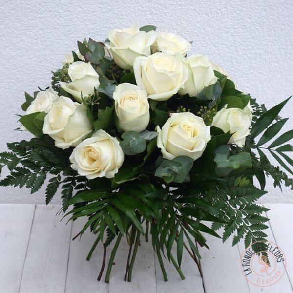 Bouquet rond de roses unies ou mélangés – Image 2